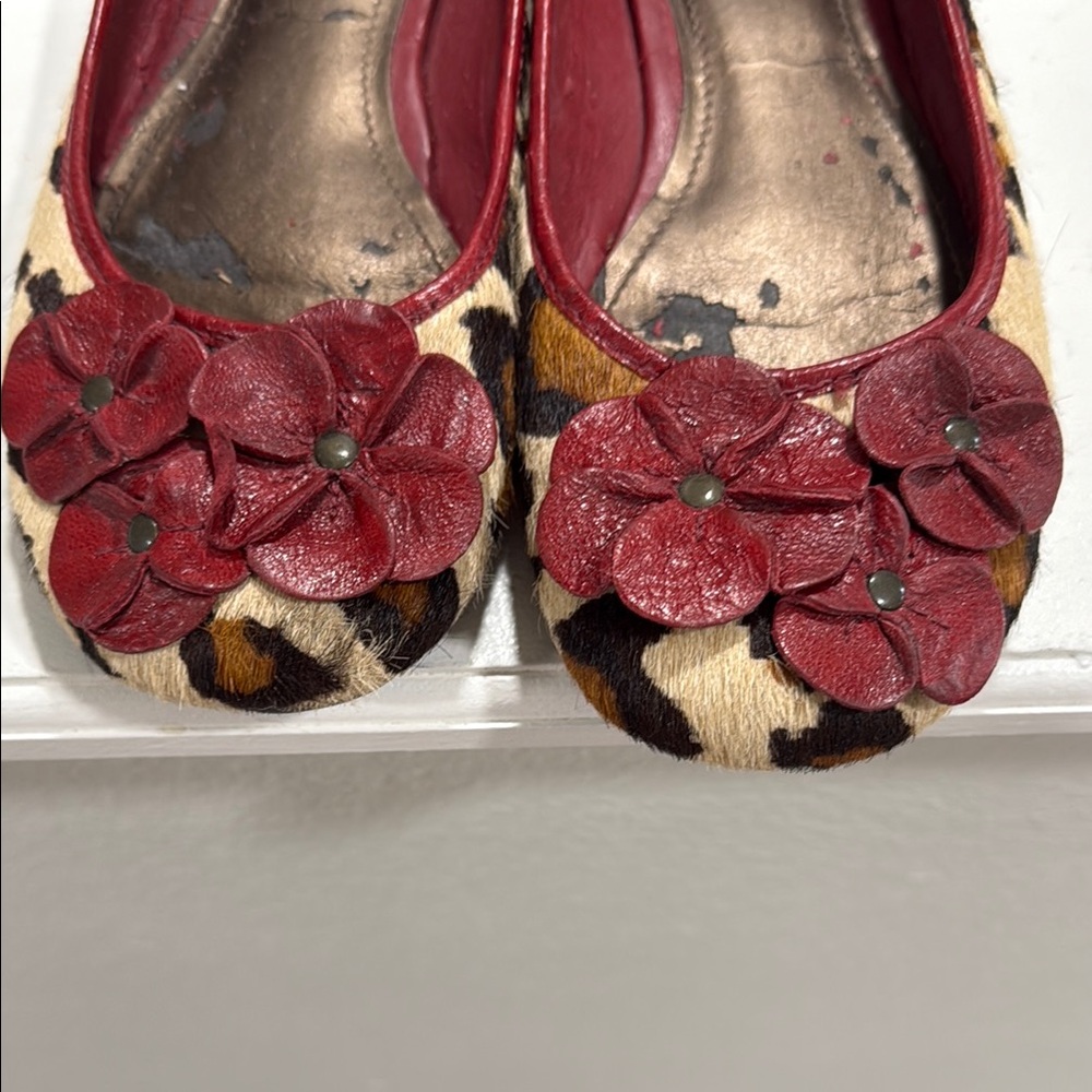 Gianni Bini Burgundy Animal Print Flats with Floral Detail - Picture 6 of 6